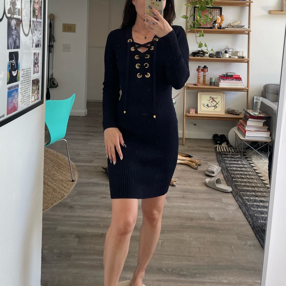 Long sleeve ribbed dress